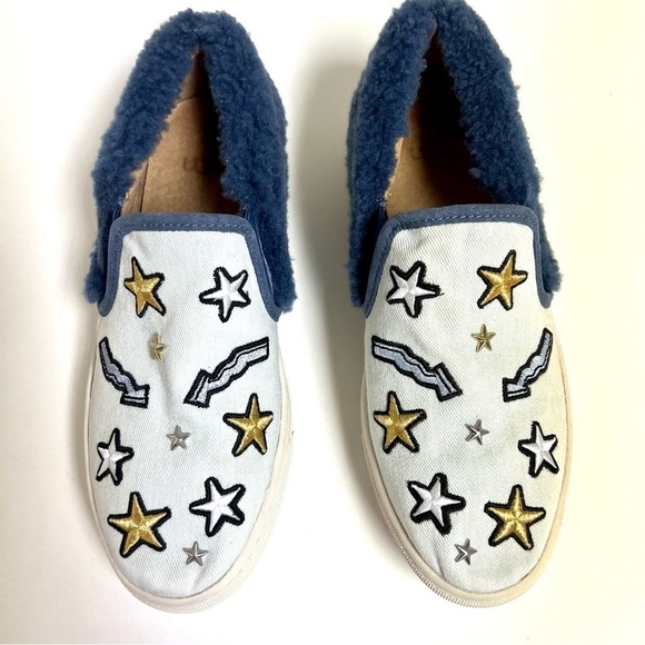 UGG PATCH IT SLIP ON BLEACH DENIM BLING SNEAKER SHOE US 9.5 women’s punky - Picture 3 of 9